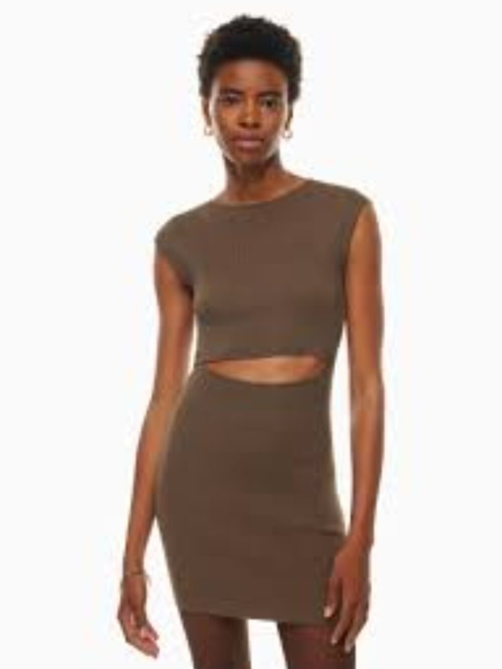 Aritzia Wilfred Cutout Knit Mini Dress Cacao Bean size Large
